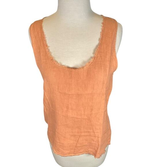 Krisa Linen Racerback Tank in Dune NWT Size Small Short Fringe Top & Bottom - Picture 1 of 10